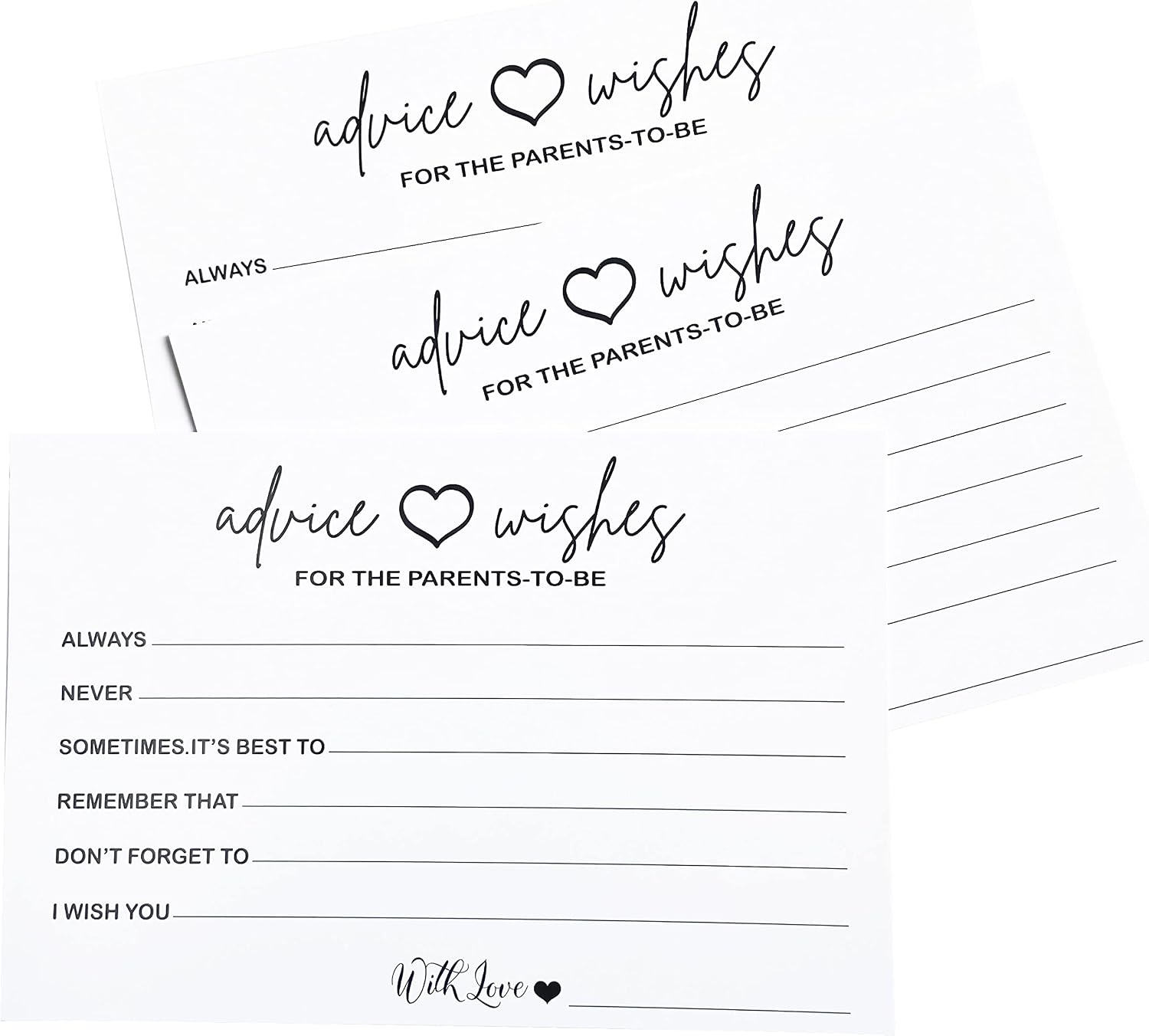 RXBC2011 Advice and Wishes Cards for the parents to be Baby Shower Games Card Advice Card for new Mommy and Daddy Pack of 50