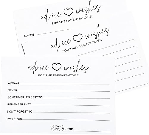 Miniatura 5 de RXBC2011 Tarjetas de consejos y deseos para que los padres sean juegos de baby shower, tarjeta de consejos para mamá y papá, paquete de 50