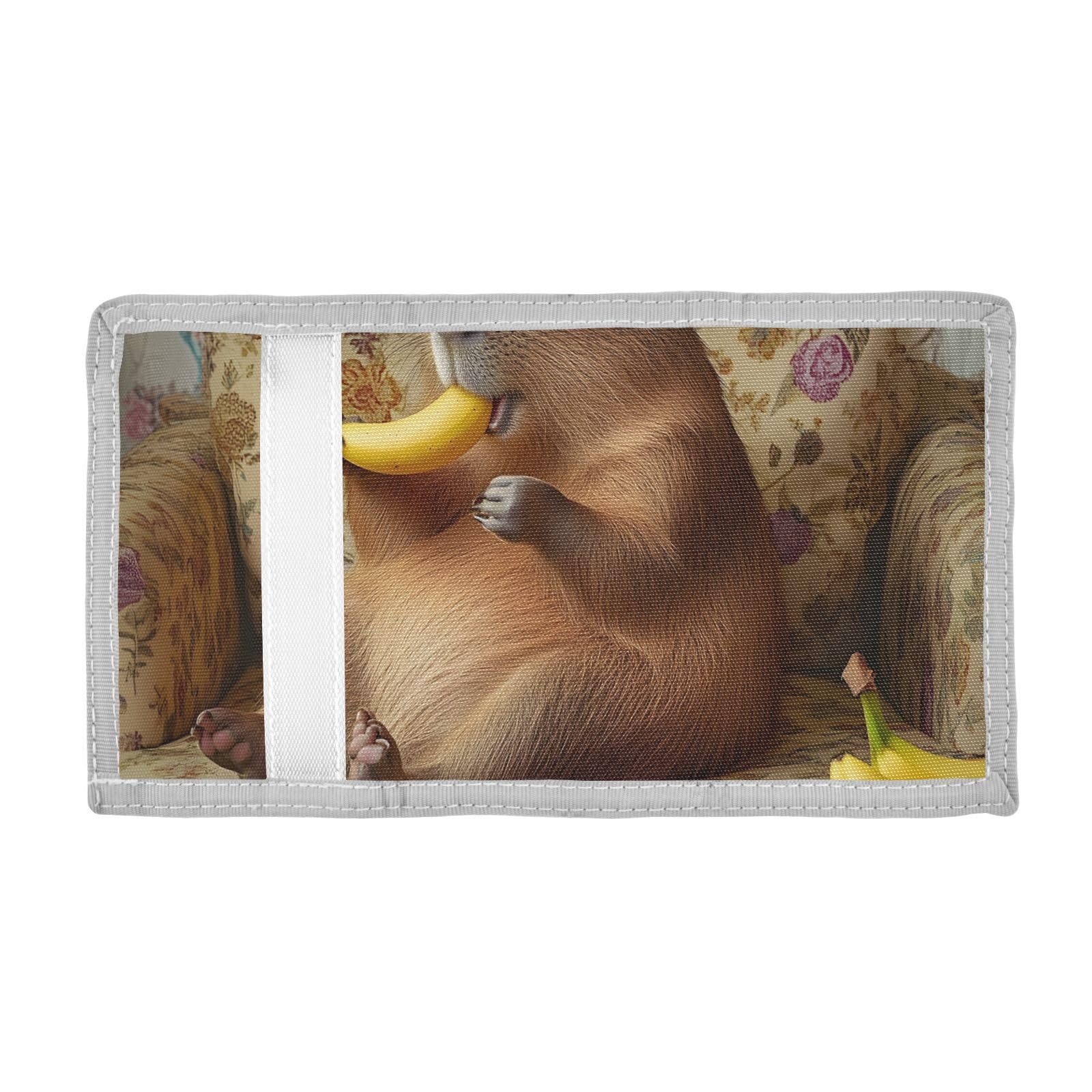 FOLIOSA Kids Wallet for Boys Girls Capybara Banana Print Youth Wallet with Zipper Pocket Card Holders, Novelty Wallet 4.9×2.9 in