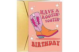 Funny Cowboy Birthday Card, Rooting Tooting Birthday Card, Cowboy Boots Greeting Card