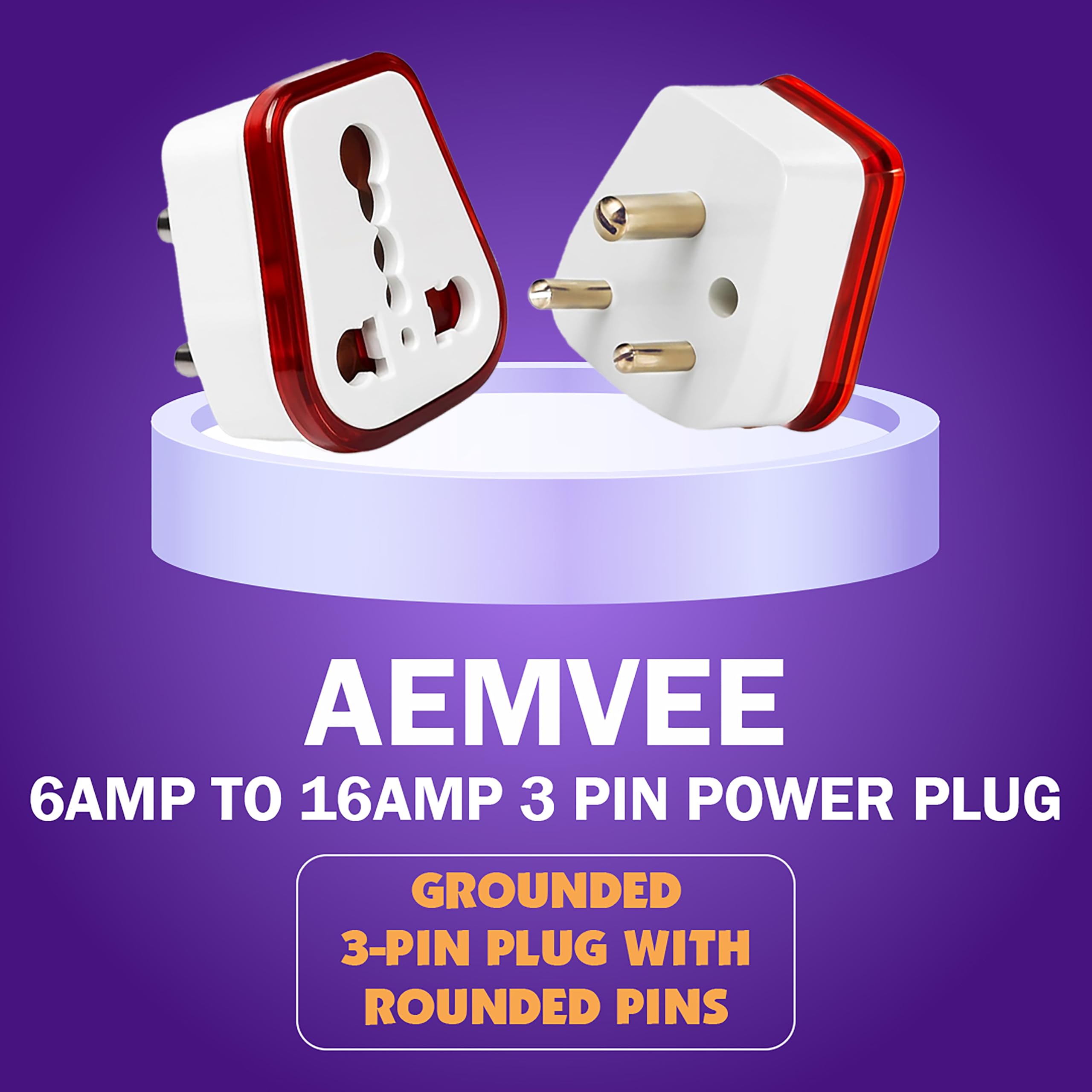 16amp Converter Plug for India (Pack of 1) 6ampere to 16ampere 3-Pin International Socket for Big Size 16 A Plug Top (Use 16amp Devices in 6amp Socket) for Geysers A/C Microwave Refrigrator — Amazon image 7