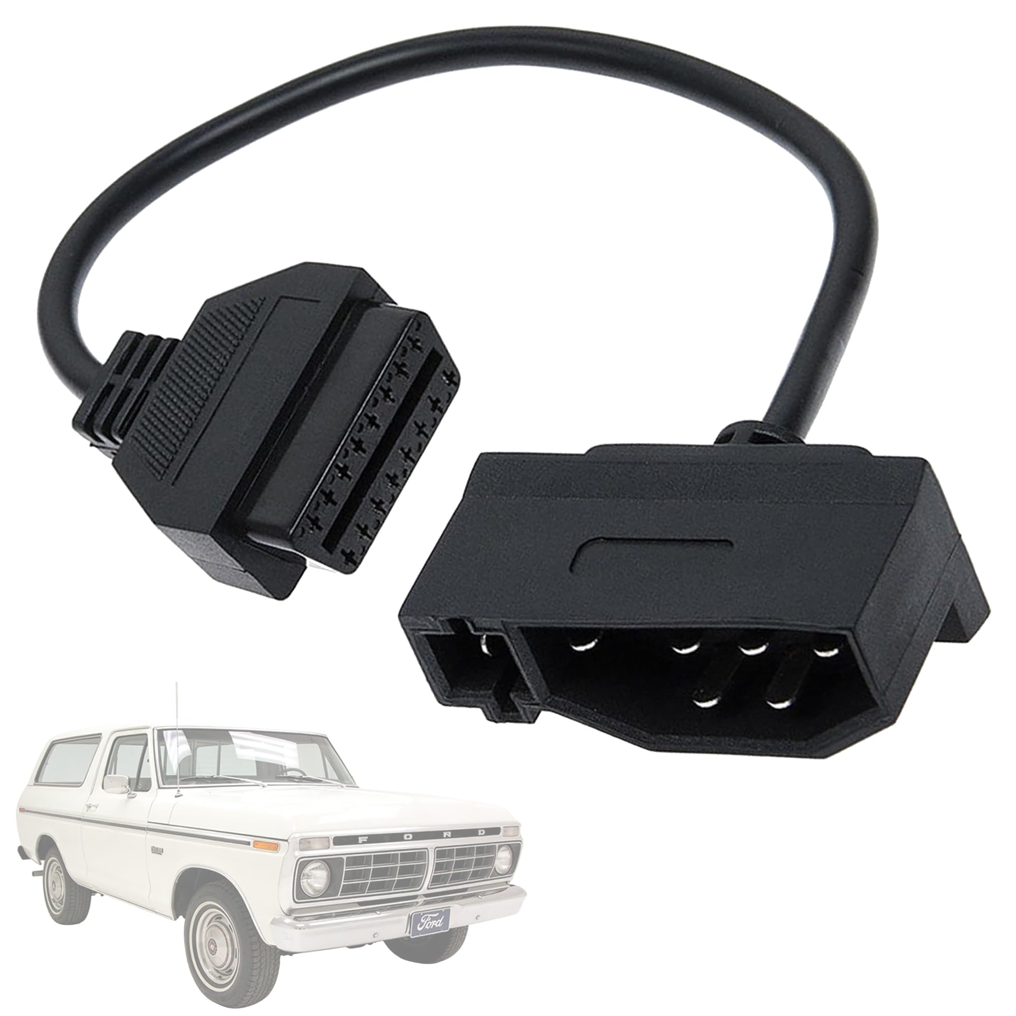 Adaptador OBD1 a OBD2 para Ford de 7 pines a 16 pines, adaptador OBD negro, herramienta de diagnóstico de reparación de cable, conector de repuesto para lectores de código y herramientas de escaneo