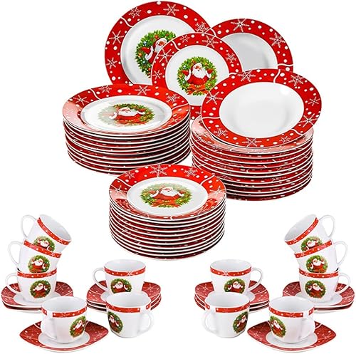 CZDYUF - Juego de vajilla de porcelana de regalo de 3060 piezas con 6 platos de postre, platos de sopa, platos de cena, tazas y platillos (tamaño