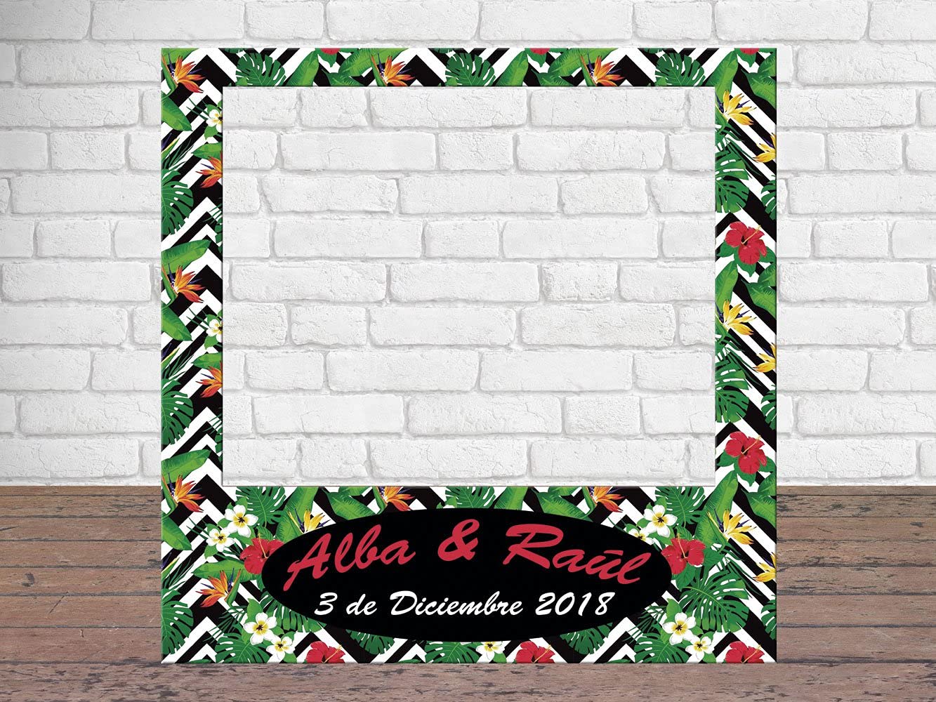 Oedim Pack Photocall Letras de Corcho Porexpan 100x 10cm de Grosor | Photocall Furgo Hippy Roja 119x150cm | Photocall Estampado Tropical Personalizado 100x100cm
