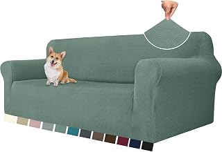 YSTELLAA Elasticas Funda Sofa 3 Plazas con Reposabrazos, Ajustables Fundas De Sofa Elastica,Jacquard, Universales, Antiarañazos, Gruesa, Antideslizante, para Sala, Verde Haba