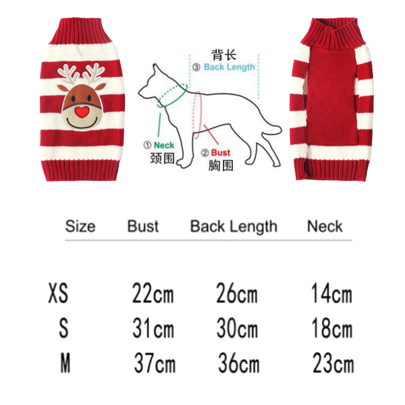 Christmas Dog Jumper, Winter Warm Dog Cat Jumper Clothing Pet Coat Costume Knitted Jumper Dog Red - Image 2