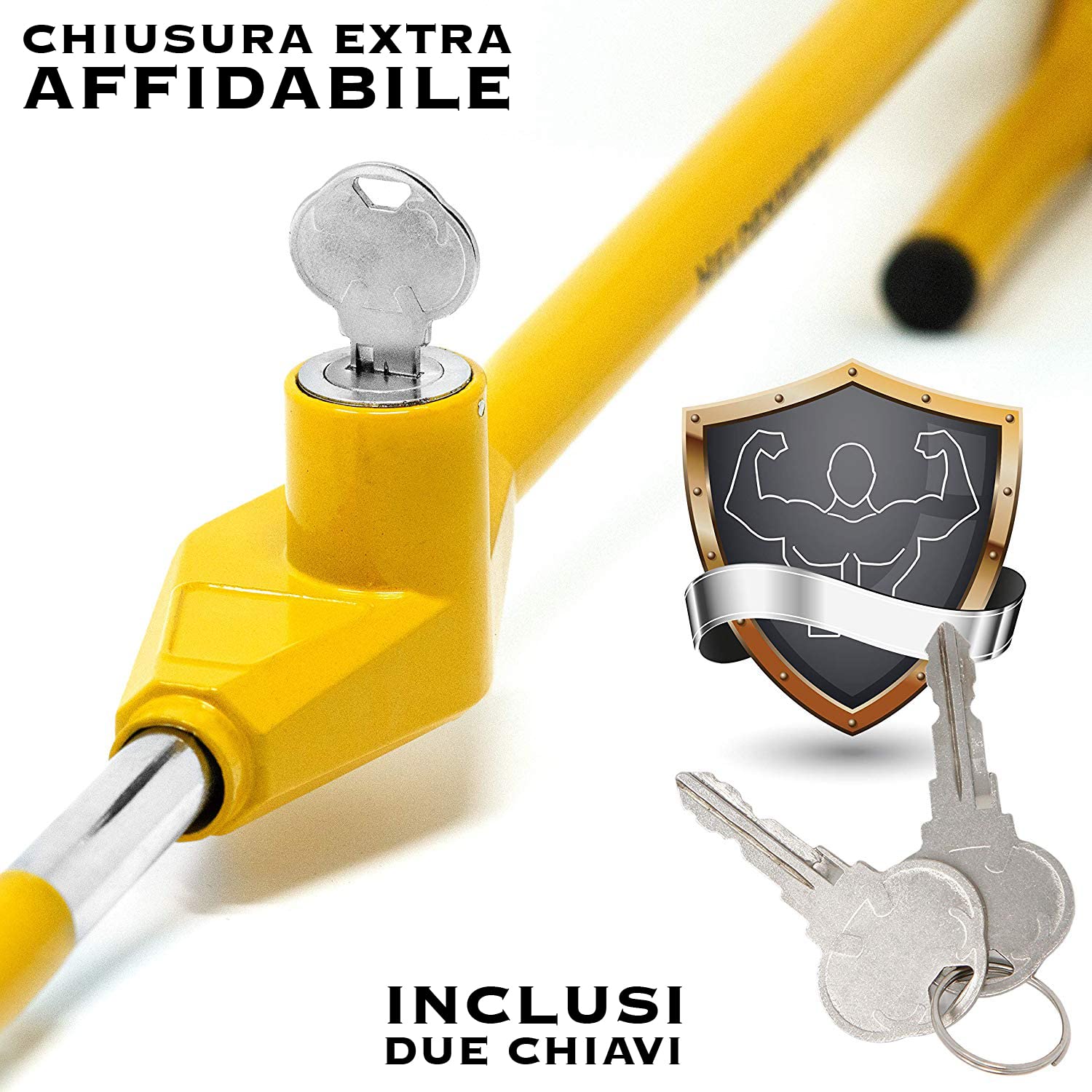 Heldenwerk Canna Antifurto per Auto Barra Blocco Volante Universale con Chiavi