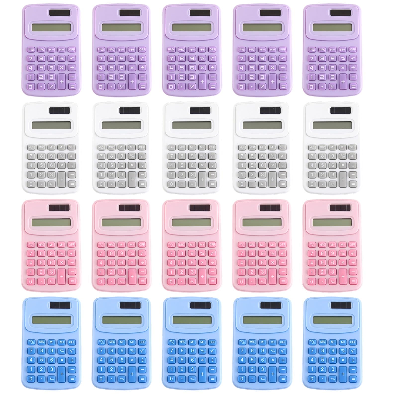20 calcolatrici tascabili di base, mini calcolatrici per uso quotidiano, piccole calcolatrici portatili con pulsanti grandi, plastica ABS, batteria AG10, 9,9 x 6,3 x 1 cm