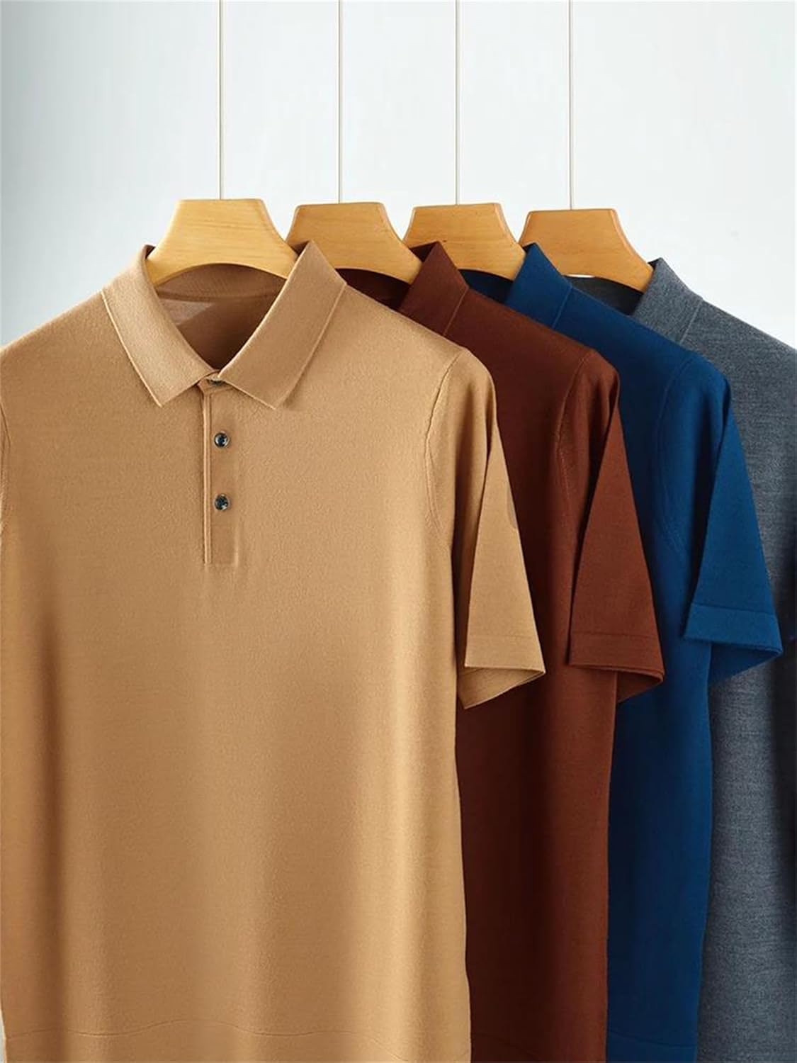 Men's Knitted Polo Sweaters Half Sleeve Pullover Turndown Collar Casual Fashion Tops for Warm Weather Daily Wear