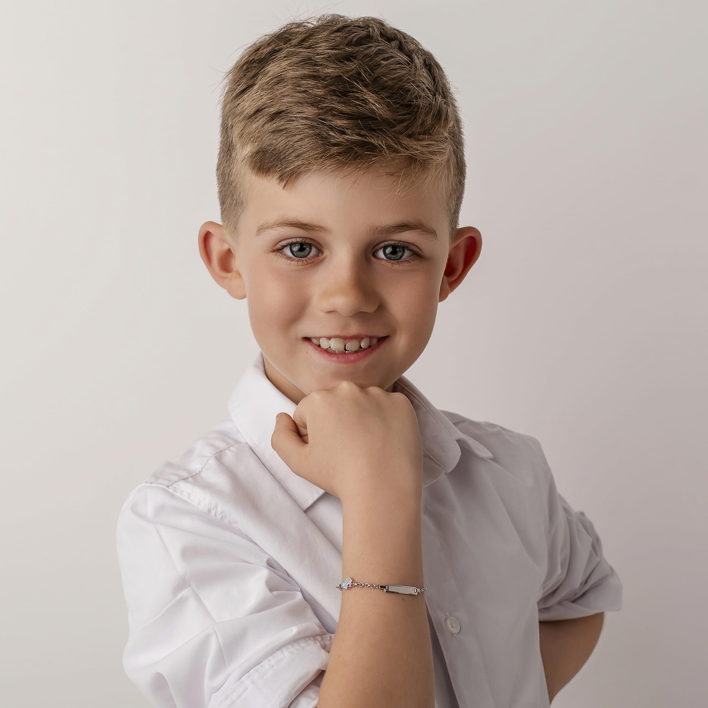 Sakrami Bracelet en argent 925 avec émail pour voiture de bébé Collection enfants + boîte cadeau personnalisée - Bracelet de naissance, de communion ou de baptême