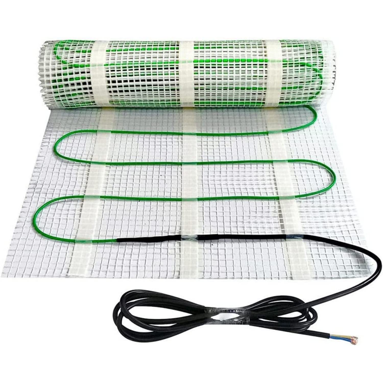 Elektrische Fußbodenheizung 150 W/m² Dünnbett-Heizmatte 5 m², 0,5 x 10 m, für Bad, Fliesen & Naturstein, 230 V