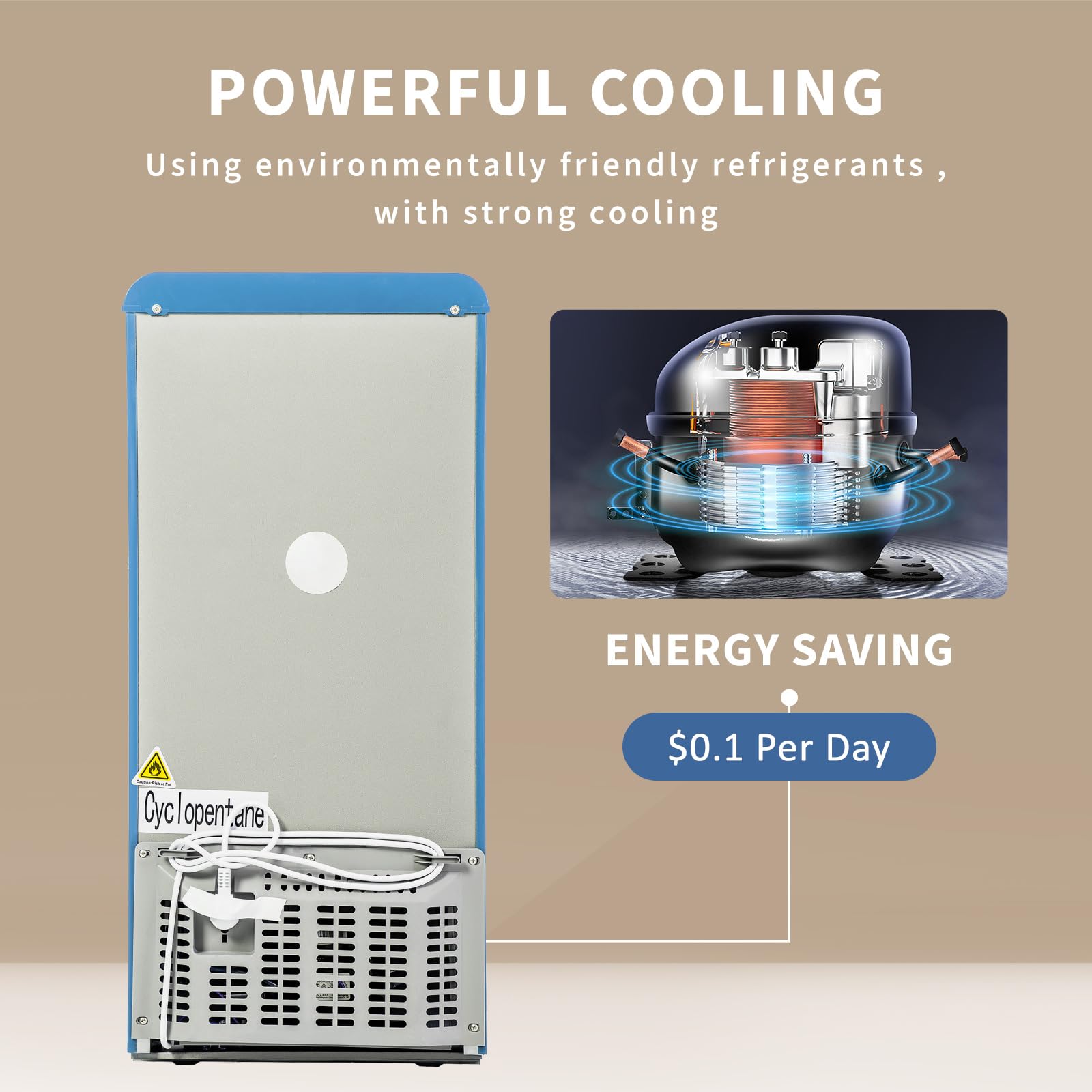 AXUTL Retro Mini Fridge Refrigerator with Freezer Bedroom Dorm Blue 3.5 Cu.ft Compact Small for RV Apartment 2-Door Design on Fridge.com
