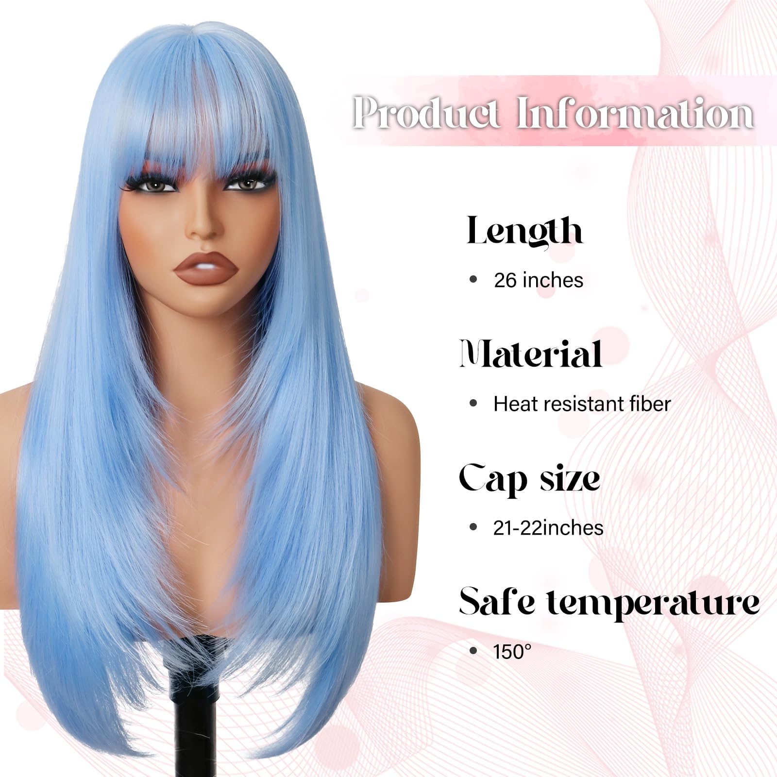Amazon.com : Long Straight Layered Wig with Bangs for Women  display picture 2