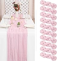 Vista 1 de Showgeous 10 Pack Baby Pink Cheesecloth Table Runner 10FT Long Semi-Sheer Gauze Table Runner Boho or Rustic Wedding Decor for Wedding Decor Arch