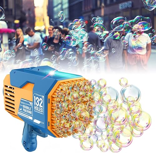 Ametralladora de burbujas pistola de bazuca de burbujas de 132 agujeros con luz TIK-Tok para hacer burbujas de cumpleaños boda fiesta verano disponible en Yaxa Guatemala