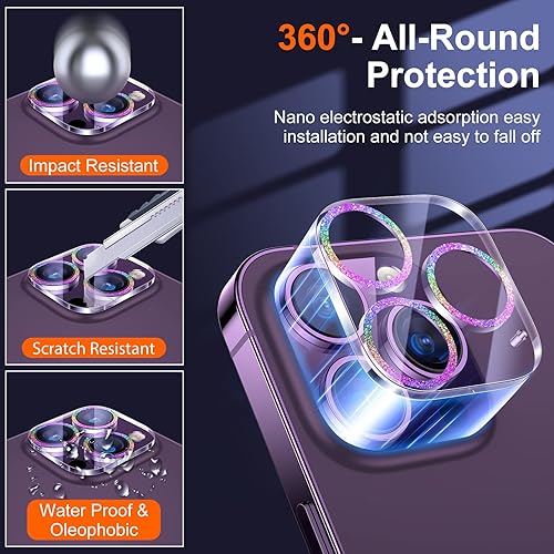 Miniatura 543 de UniqueMe [Paquete de 3 protectores de lente de cámara compatibles con iPhone 14 Pro Max/iPhone 14 Pro, vidrio templado, [compatible con fundas]