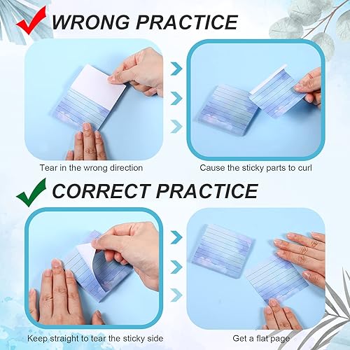 Miniatura 3 de 720 blocs de notas adhesivas de acuarela de 3 x 3 pulgadas, notas adhesivas forradas de acuarela, notas autoadhesivas con líneas, blocs de notas