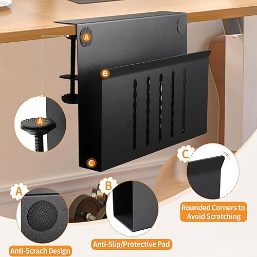 Miniatura 2 de Almacenamiento lateral de escritorio con soporte para bolígrafos, organizador de escritorio colgante sin taladro, soporte de almacenamiento debajo