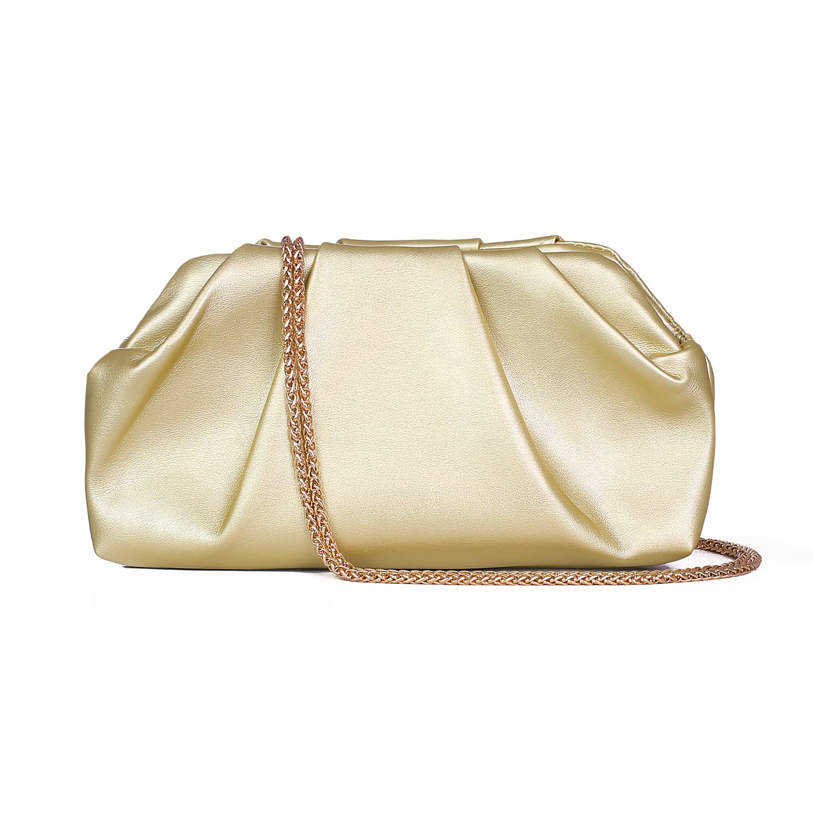 Clutch Purses for Women – Elegant Pleated Soft PU Leather Evening Bag with Detachable Chain, Ideal for Weddings & Parties