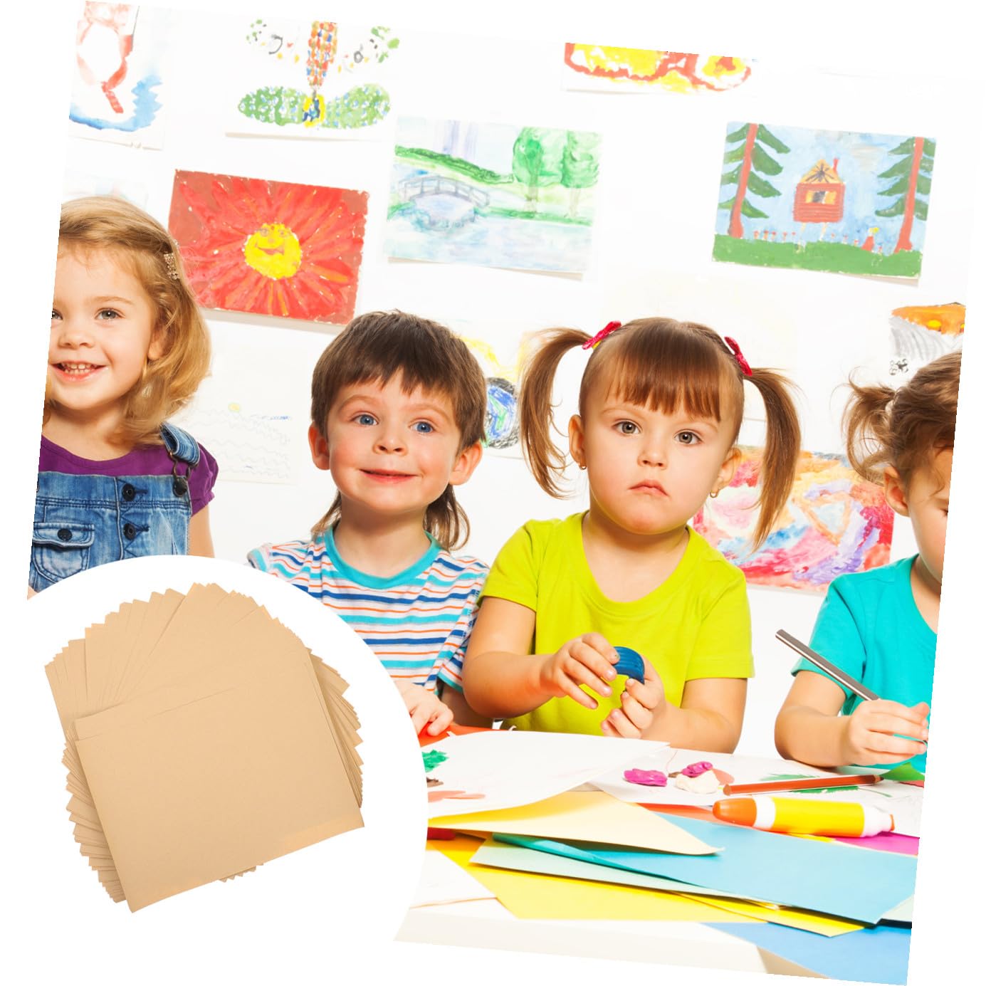 EXCEART 100stücke Kraftpapier-zeichenkarton Farbiges Quadratisches Zeichenpapier Zum Üben Hochwertiges Papier Kratzfest Für Bleistifte Buntstifte Wachsmalstifte