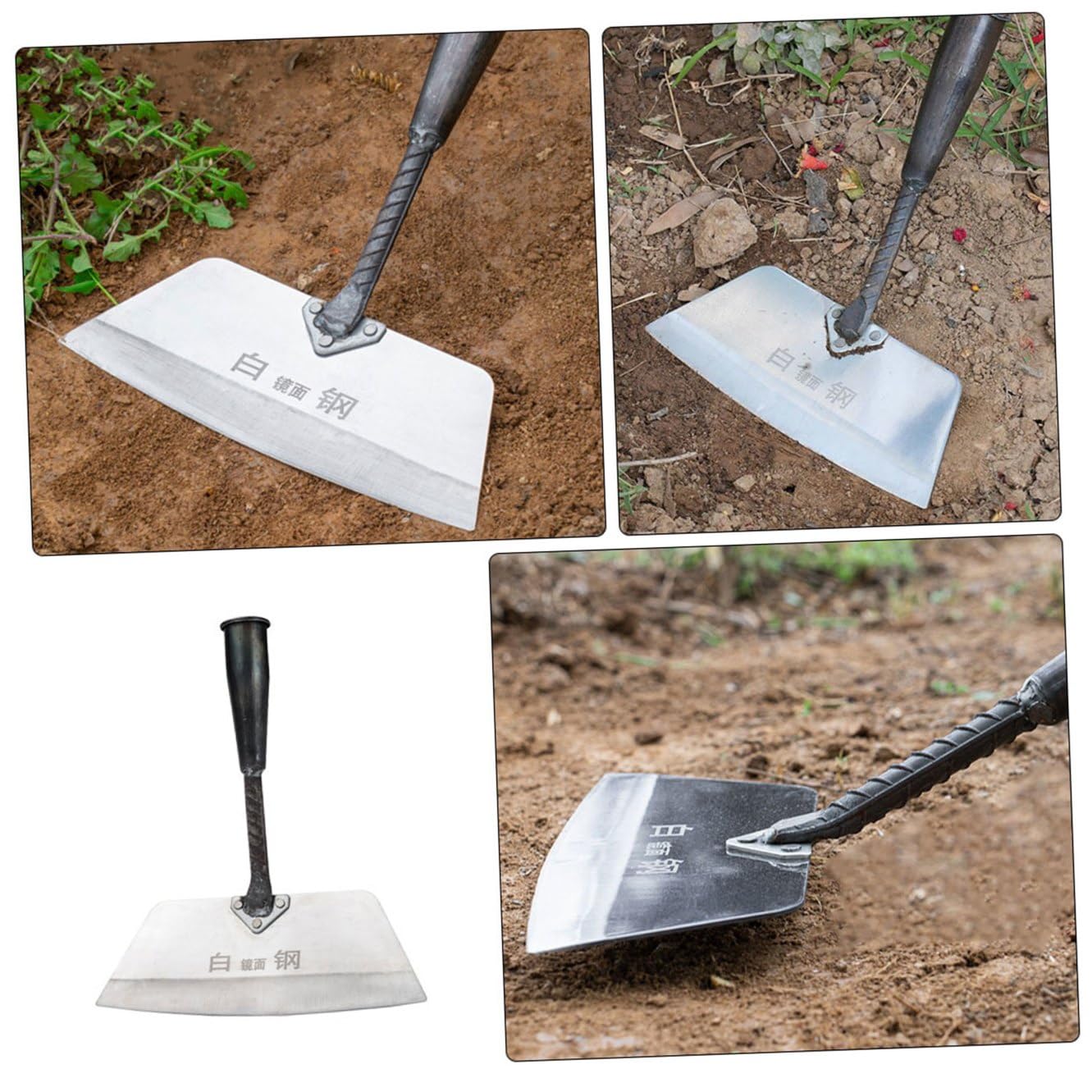 Angoily Multifunktionale Gartenschaufel Kleine Handschaufel aus Gehärtetem Metall und Boden Lockern zum Unkraut Entfernen mit Optionalem Stiel Zubehör für Gartenpflege