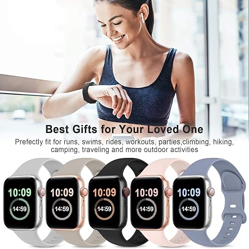 Miniatura 3 de OYODSS Paquete de 5 correas compatibles con Apple Watch Band de 1.496 in 1.575 in 1.614 in 1.654 in 1.732 in 1.772 in 1.929 in, correa de repuesto