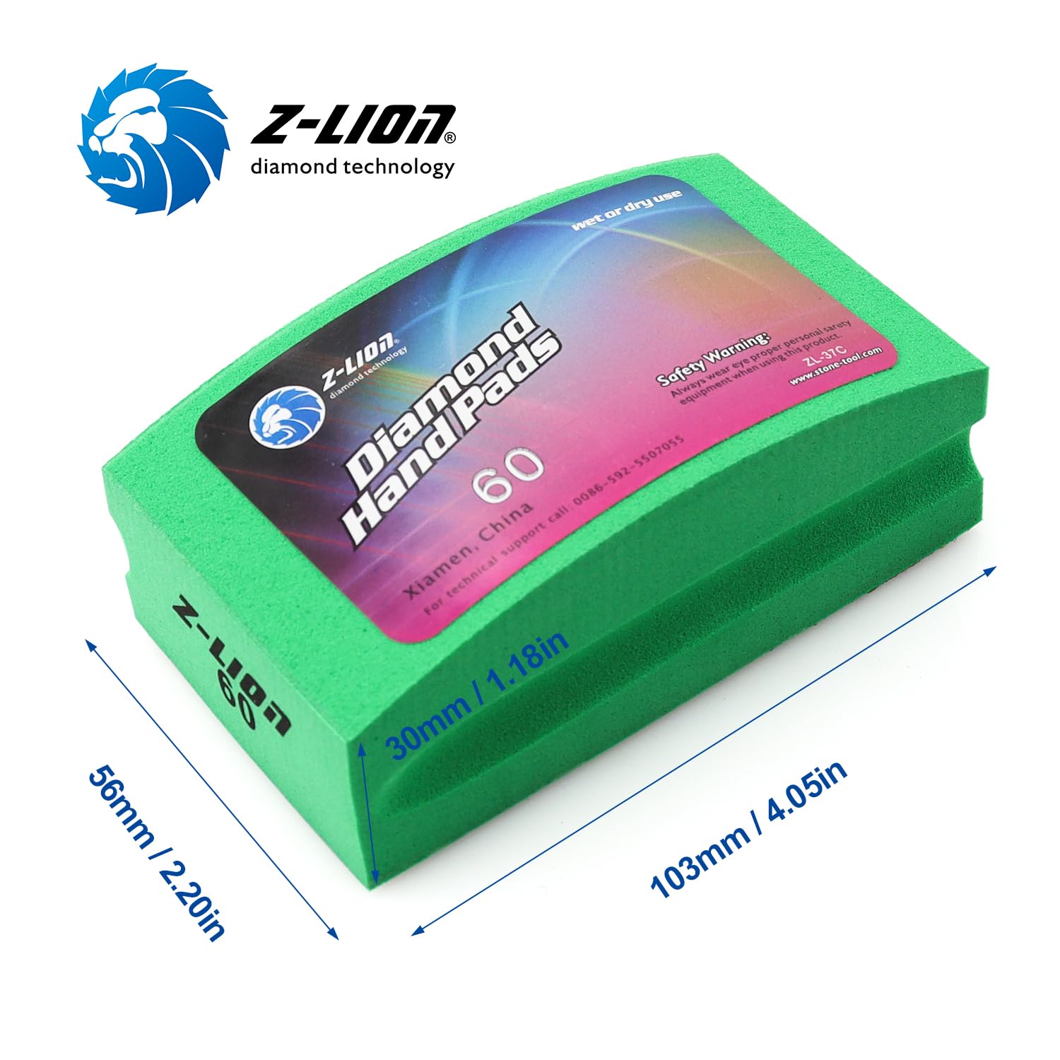 Z-lion - Juego de 4 almohadillas de pulido de diamante galvanizado, forma de arco para piedra de cristal, hormigón, granito, verde