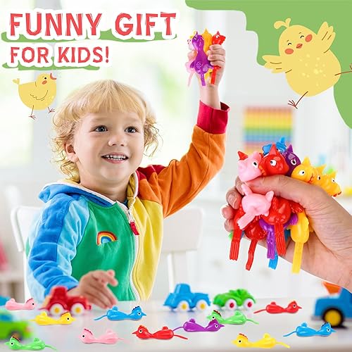 Miniatura 5 de Poen 400 piezas de juguete de catapulta de pollo volador, juguete de pollo volador, tirachinas de pollo, divertido y elástico, juguete de pollo para