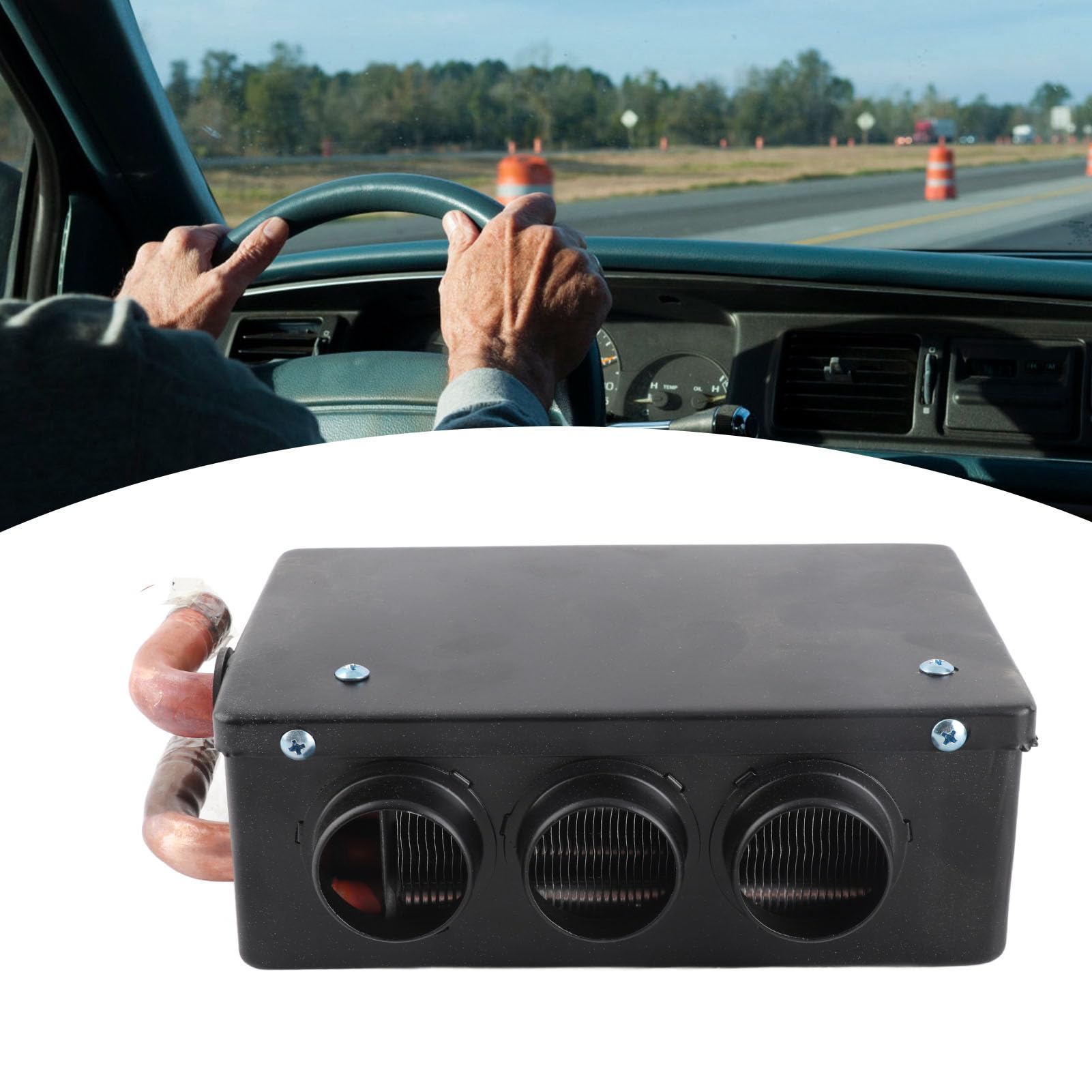 Desempa?ador de coche, calentador de coche de 12 V 50 W, calentador de calentamiento rápido de invierno portátil de 3 orificios, eliminación de escarcha, bajo nivel de ruido