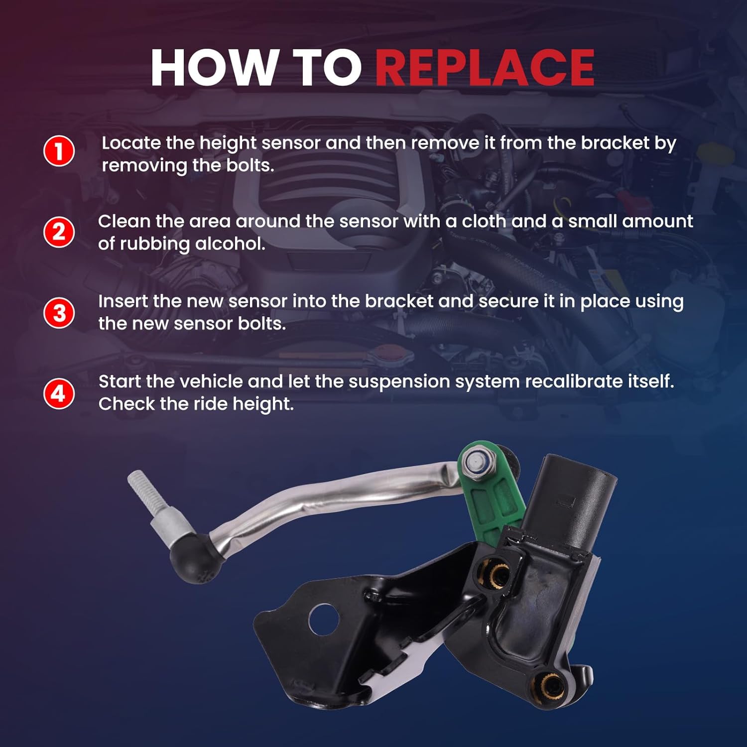 MOCA Front Left & Right Ride Height Level Sensor Fit for Audi 2008-2017 S5 3.0L, 2008-2017 A5 Quattro 2.0L, 2009-2016 A4 A4 Quattro 2.0L, 2010-2016 A5 S4 2.0L