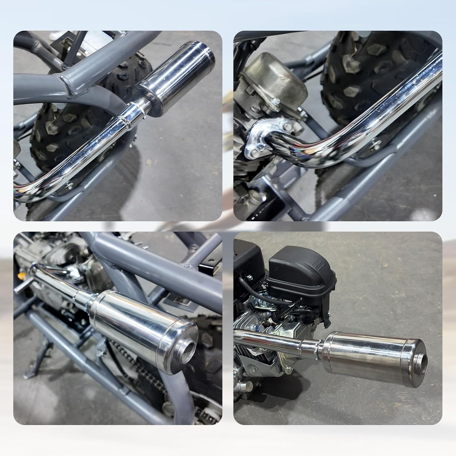 Exhaust With Muffler For Predator 212cc 196cc 6.5HP for Honda GX160 GX200 for Coleman CT200U BT200X CT200u-ex Mini Bike Go Kart part sliver