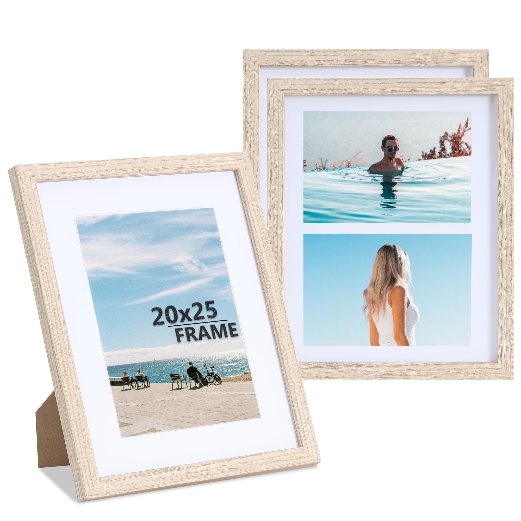 Set Di 3 Cornici In Legno Beige 20x25 Cm - Con Plexiglass - Perfette Per Foto, Stampe E Decorazione Parete - Eleganti E Versatili - 5