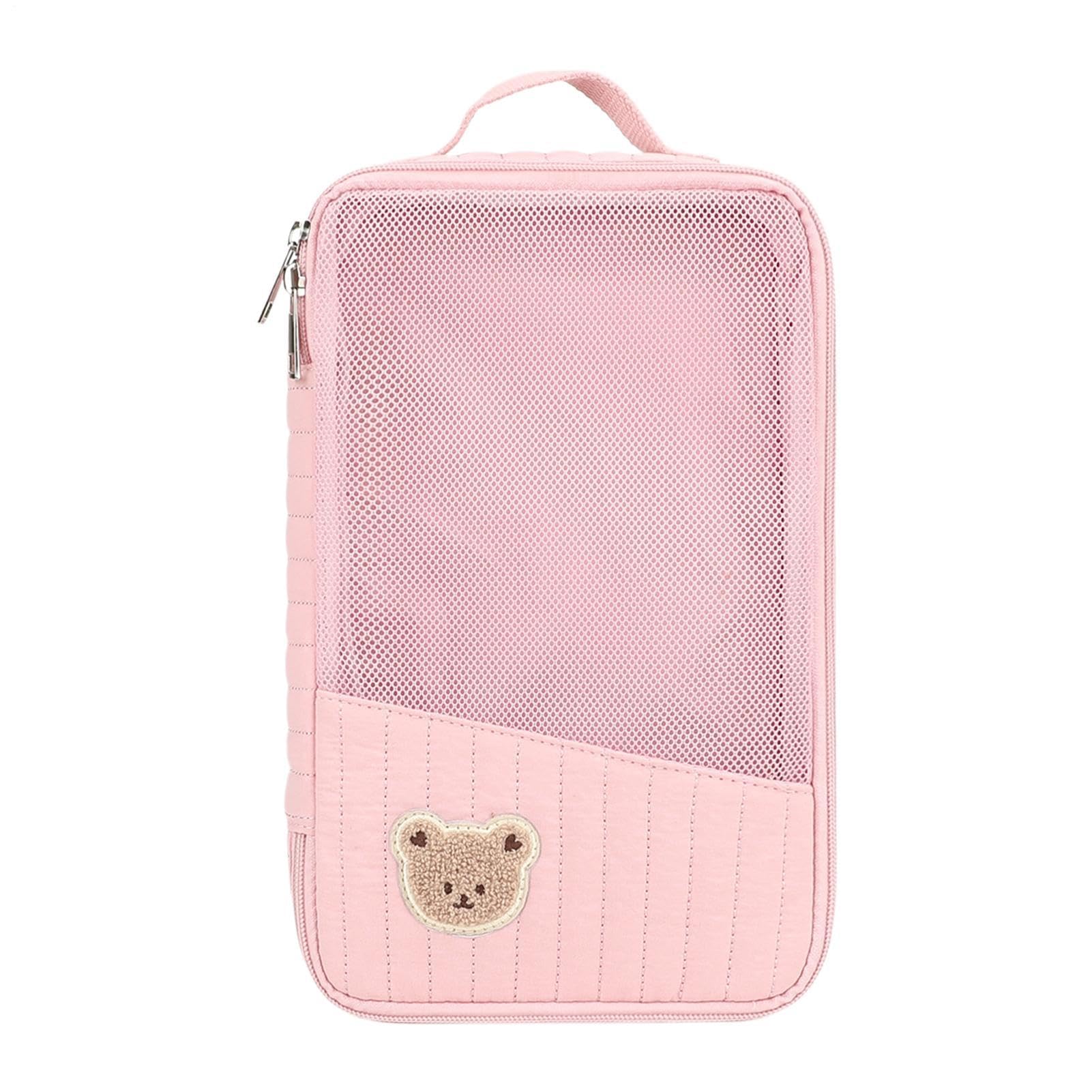 Bonita bolsa de pañales acolchada con diseño de oso de dibujos animados