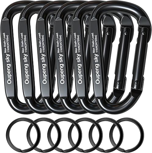 Miniatura 10 de Carabiner Clip, 3" Iron Heavy Duty Carabiners 855lbs-11KN/2475lbs for Hammocks, Camping Accessories,Hiking,Keychains,Outdoors and Gym etc,D Shaped
