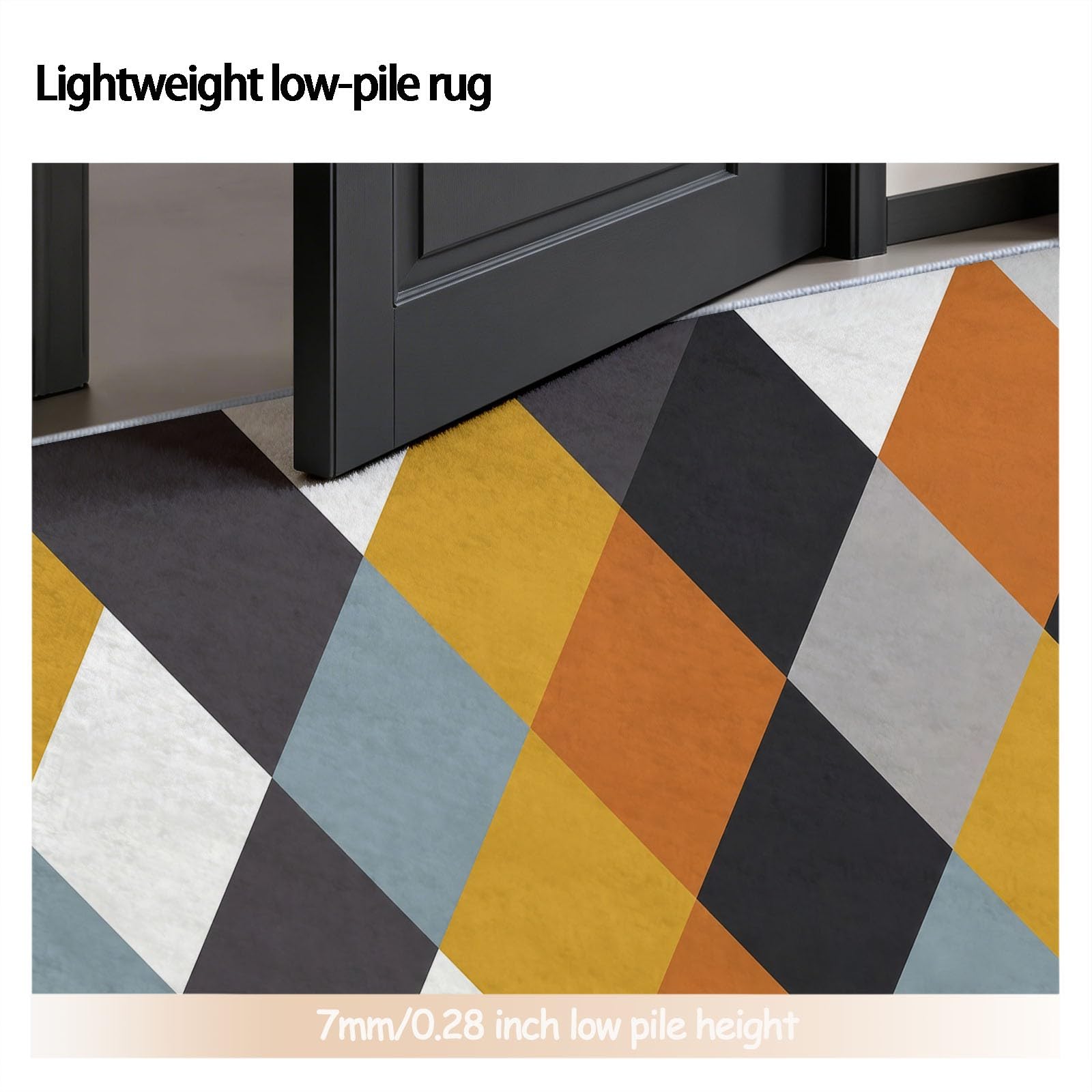 Generisch Argyle patchwork, nadający się do prania, okrągły, 150 cm, kolorowy, okrągły dywan do salonu, antypoślizgowy, do sypialni, shabby chic, z krótkim włosiem, okrągły dywan do korytarza