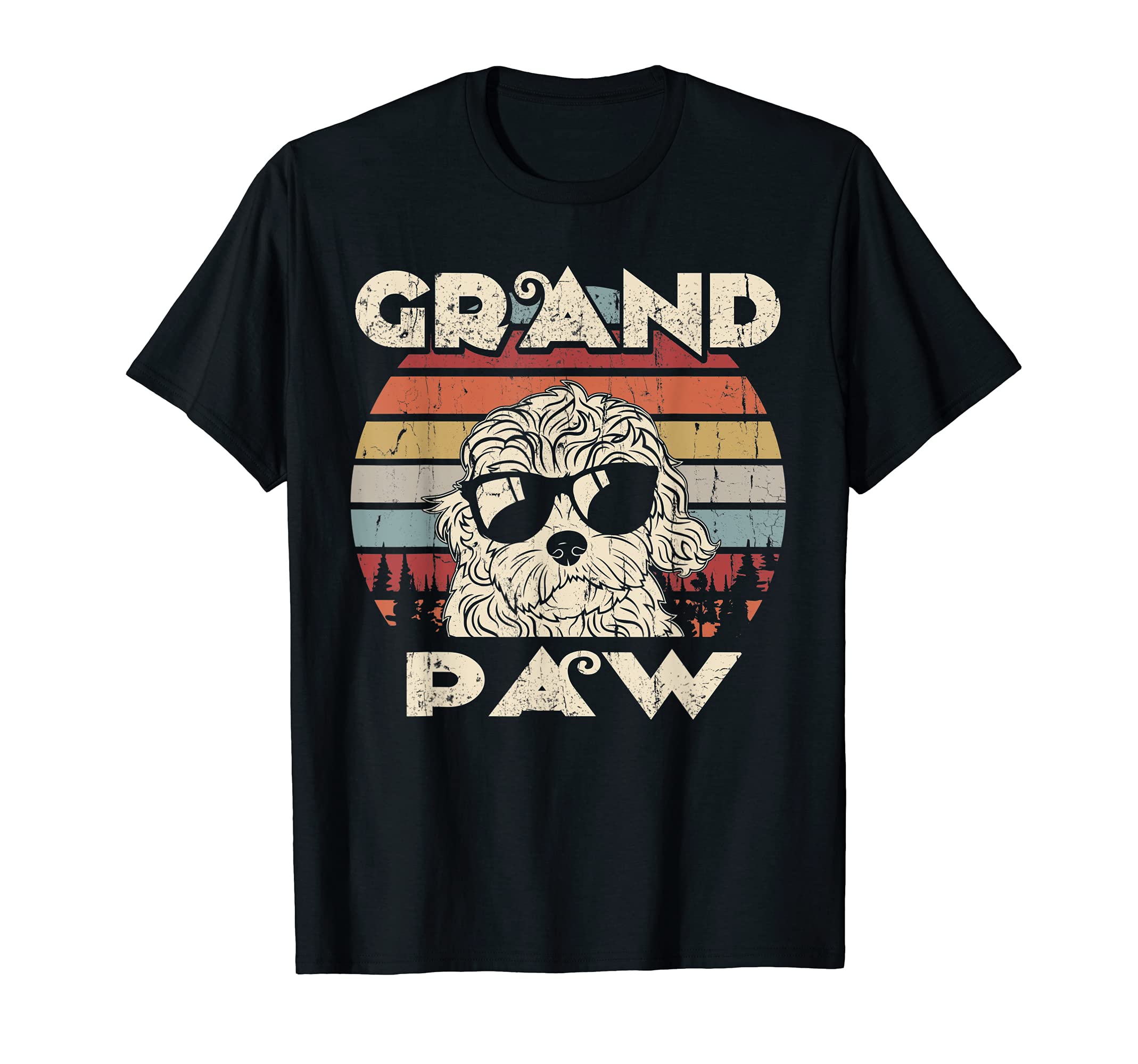Grand Paw Goldendoodle dog lovers vintage retro T-Shirt, Black