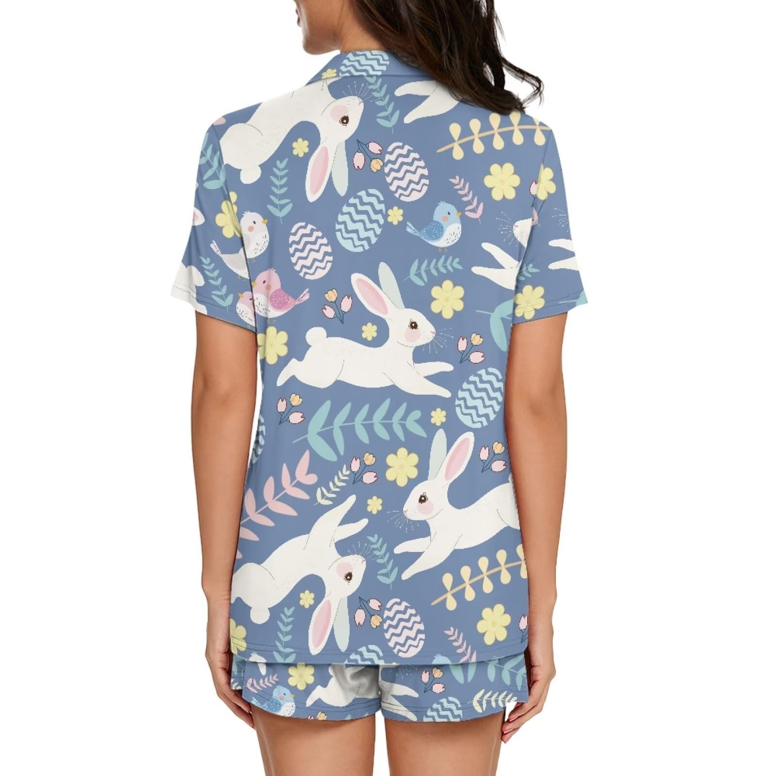 Pijamas a juego para parejas, conjuntos de pijama para mujer con bolsillos y botones, ropa de descanso para hombre, Jugando conejito, M