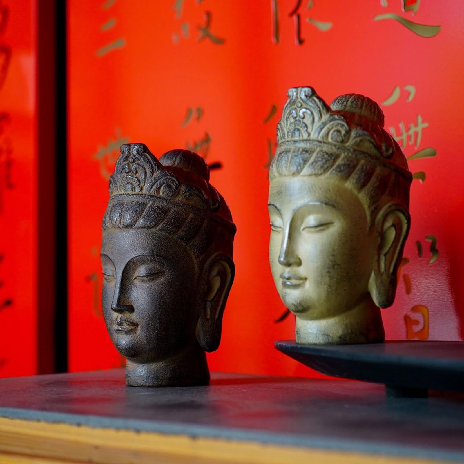 Estatua de cabeza de Buda para Meditaciones Sala Y Altares Espirituales Resinas Mejora Color Piedra Adorno Budista Figuras