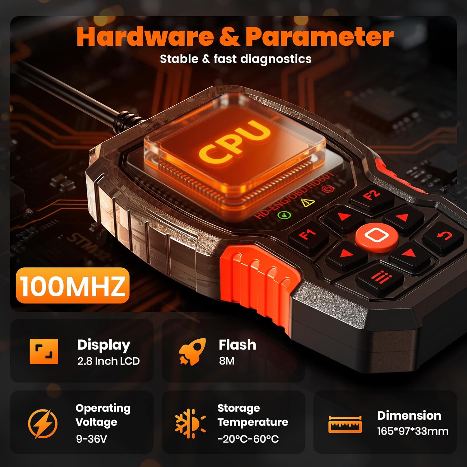 ANCEL Heavy Duty Truck Scanner HD601 All System Diesel Diagnostic Scan Tool fits for Cummins, Detroit, Freightliner, International, Paccar, Check Engine for Truck & Car 2 in 1 Code Reader