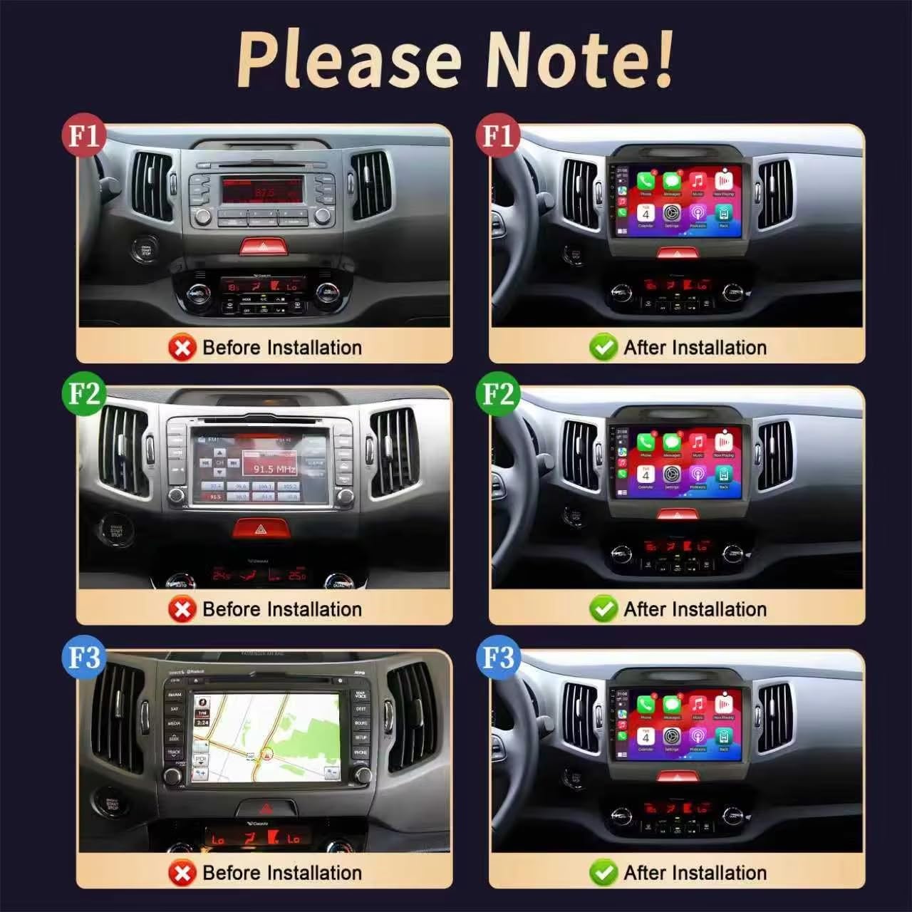 Radio samochodowe Android 15 2 DIN z 9-calowym ekranem dotykowym do samochodu Kia Sportage 3 SL 2010-2016 z kamerą cofania/Carplay/BT/FM/GPS/USB/WIFI/sterowaniem z kierownicy/audio samochodo