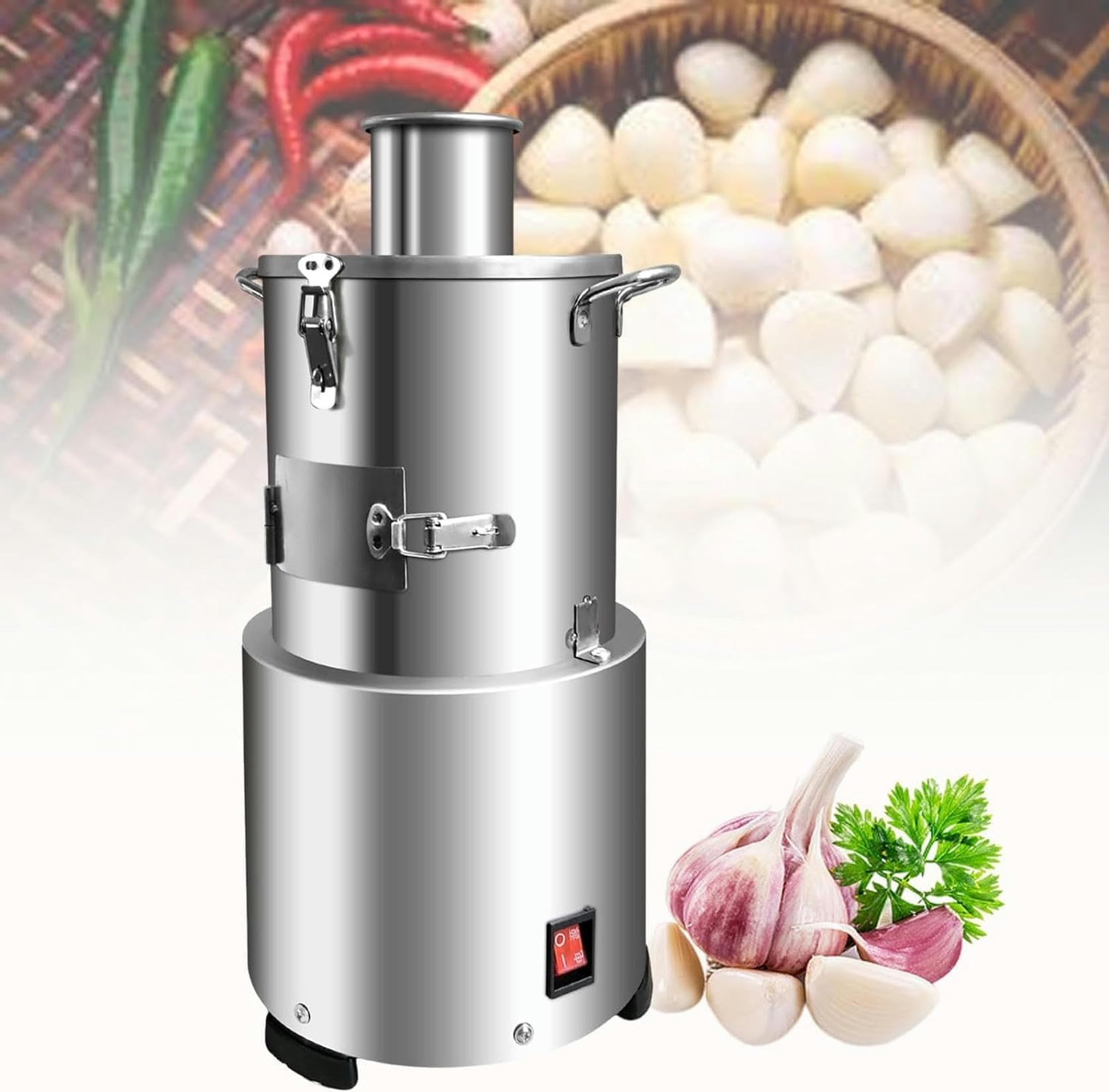 Macchina Automatica per sbucciare l'aglio da 200 W, Macchina per sbucciare l'aglio Commerciale, Potente sbucciatore Automatico per Aglio in Acciaio Inossidabile Elettrico