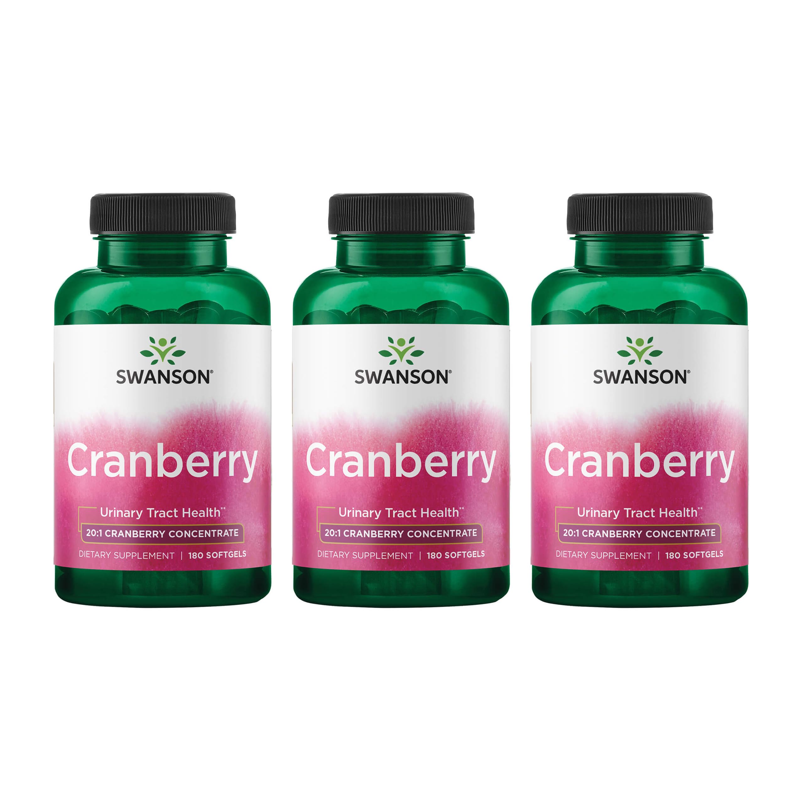 Swanson Cranberry 20:1 Juice Concentrate, 180 Softgels, 3 Pack 180 Count (Pack of 3)