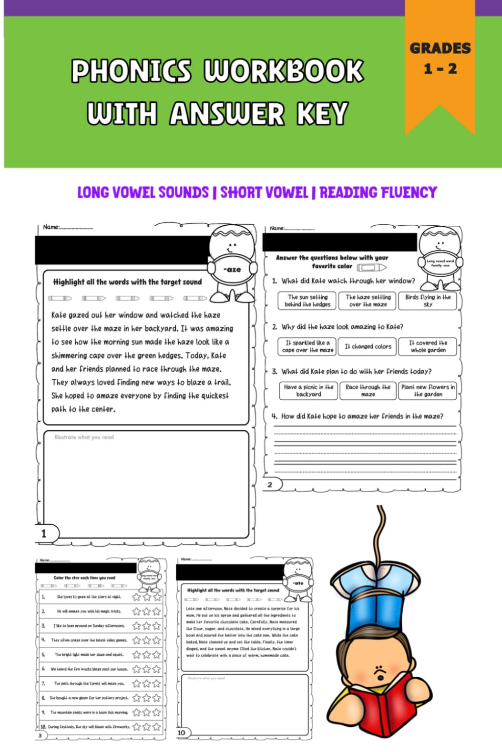 Phonics Workbook | Long Vowel Sounds | Short Vowel | Reading Fluency