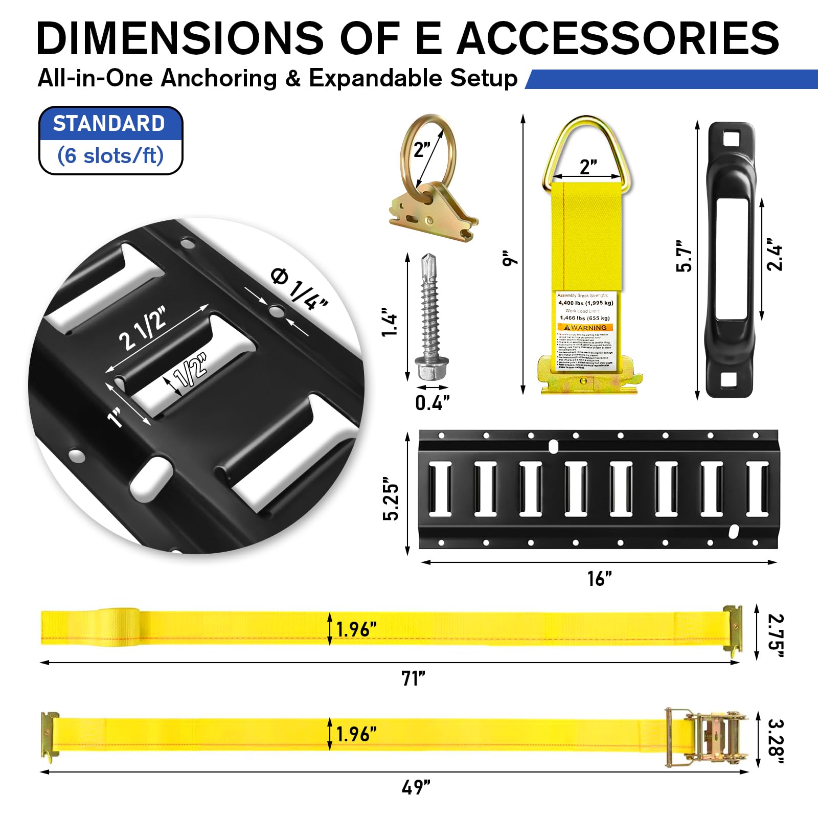 YATOINTO Kit di 42 Guide di Fissaggio per rimorchi e rimorchi Chiusi, Tutto in Uno, con binari, O-Ring, tasselli e Viti autoperforanti per rimorchi carichi/Chiusi, Resistenza alla Rottura, 42 Pezzi