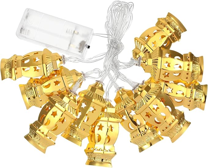 OSALADI 10 LED Eid Mubarak String Light,Patio Lamp Decor Window Curtain Light Eid Decoration Outdoor Decor Ramadan Lights for Indoor Outdoor Led String Lights