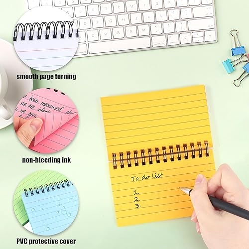 Miniatura 8 de Koogel 500 tarjetas de índice multicolor, tarjetas flash rayadas con doble tapa, papel de notas de revisión de registro con espiral de 5 x 3