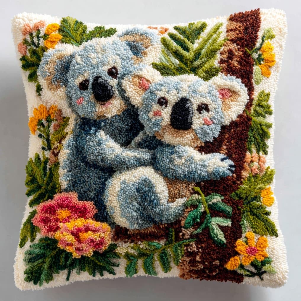 Axiangzik Koala Mother And Baby Diy Latch Hook Pillow Set 43X43cm,
