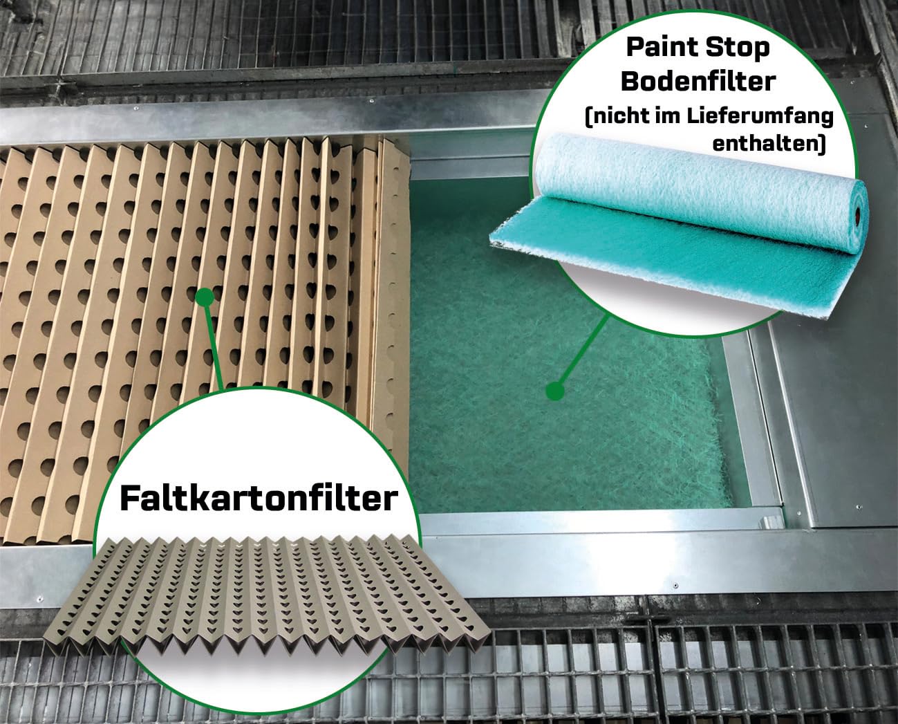 Faltkartonfilter 0,75 x 13,4m für Lackierkabine, Lackieranlage, Spritzwand, Papplabyrinth Farbnebelfilter, 75 cm Breite, 13,4 Meter Länge