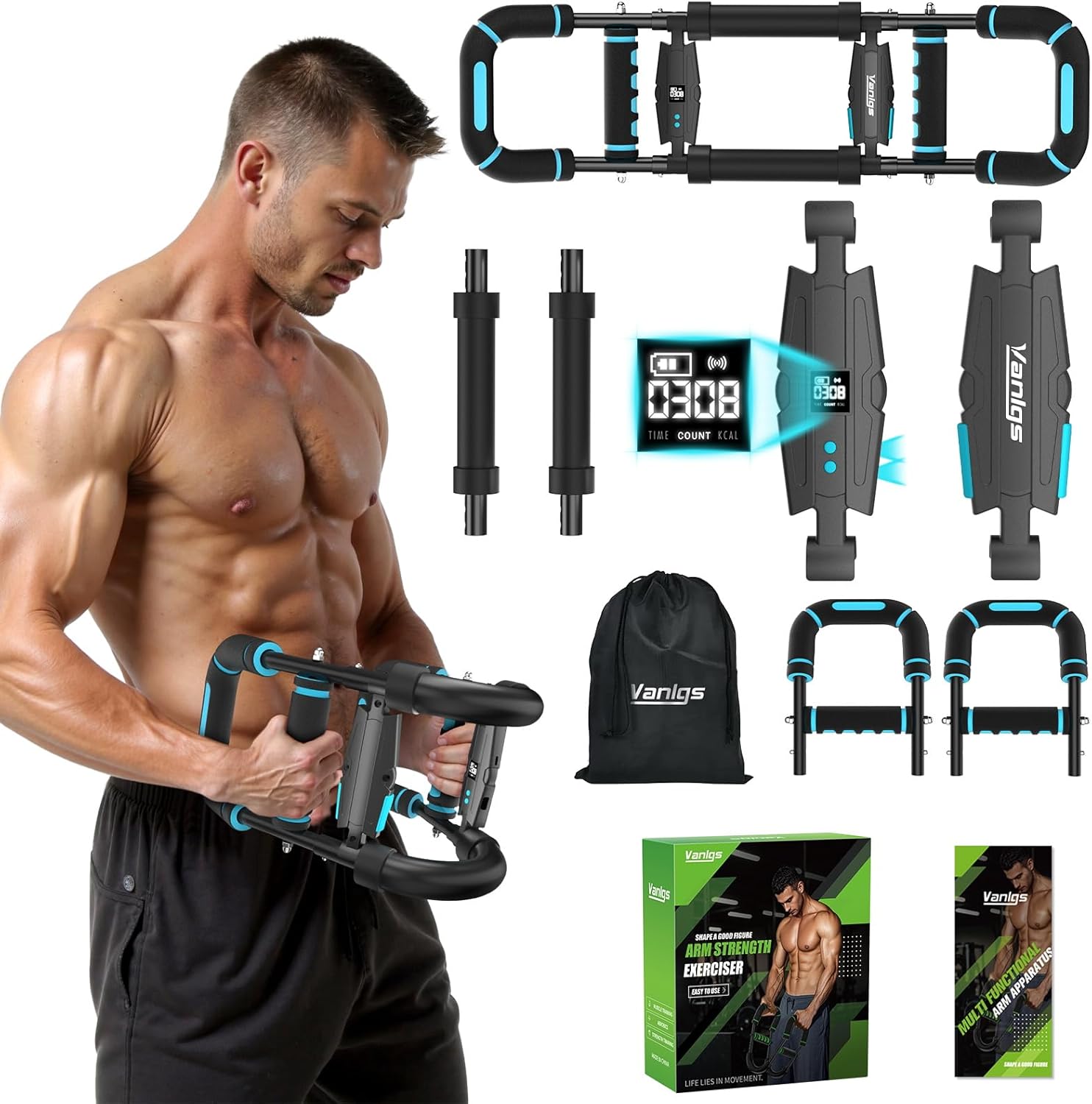 Twister Arm Trainer for Men, Chest Workout Equipment 5-Level Adjustable (40-130lb) with Ergonomic 27° Targets Biceps/Clip/Thigh, Portable Exerciser for Home Gym Travel Fitness
