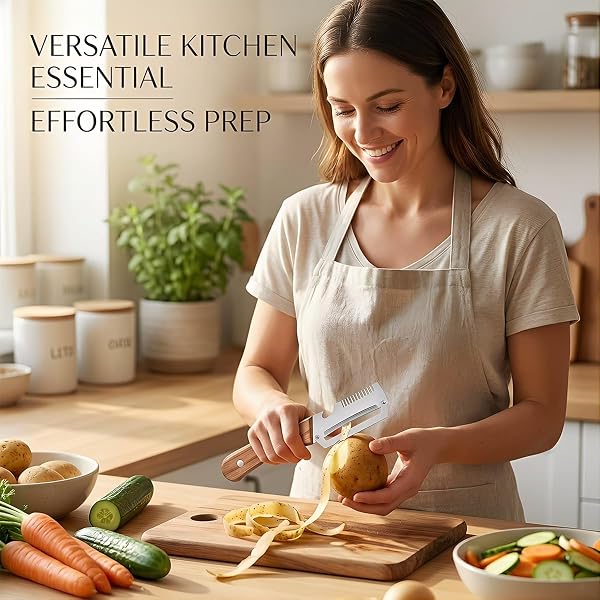 2 Pack Multifunctional Vegetable Peeler, 3-in-1 Peelers For Kitchen with Bottle Opener, Sharp Stainless Steel Swivel Blade, Wooden Handle, For Vegetables or Fruits that Need to Be Peeled - 2